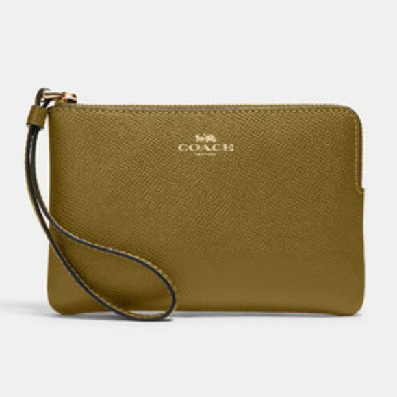 Coach Handbags - NWOT Coach Outlet Corner Zip Wristlet Crossgrain Leather Wallet  Taupe